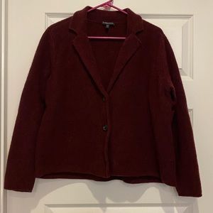 Eileen Fisher Wool and Cashmere Notched Collar Lightweight Coat